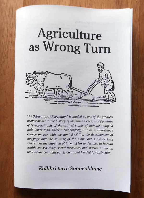 "Agriculture as Wrong Turn" zine, front cover