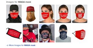 search engine results showing people wearing surgical maks that say "Make America Great Again"