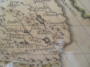 Xanadu (here spelled Xandu) on a map of Asia made by Sanson d'Abbeville, geographer of King Louis XIV, dated 1650.
